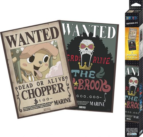 One Piece Sada 2 ks plakátů Wanted Brook and Chopper - Chibi Design plakát vícebarevný