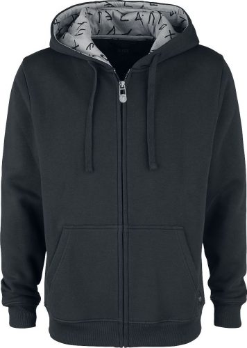 Black Premium by EMP Hoody Jacket mit Runen- Print Kapuze Mikina s kapucí na zip cerná/šedá