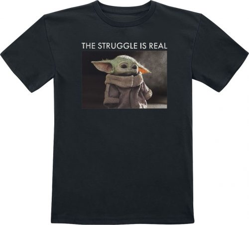 Star Wars Baby Yoda - The Struggle Is Real detské tricko černá