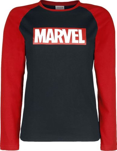 Marvel Kids - Marvel Logo detské tricko - dlouhý rukáv cerná/cervená