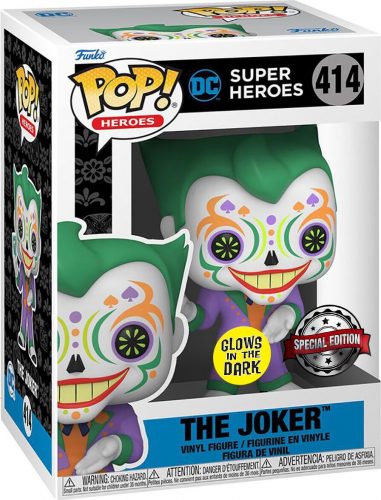 The Joker Vinylová figurka č. 414 Dia De Los DC- Joker (svítí ve tmě) Sberatelská postava standard