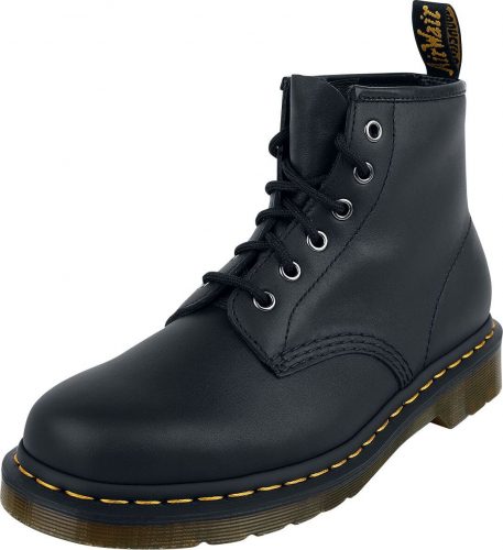 Dr. Martens Cižmy so šestradovým šnurovaním 101 Black Nappa boty černá