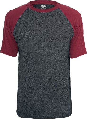 RED by EMP Raglan Contrast Tee Tričko charcoal/burgundská cerven