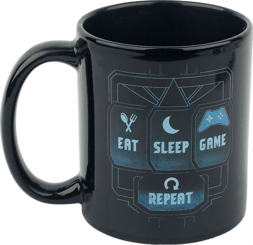 Eat Sleep Game Repeat Hrnek černá