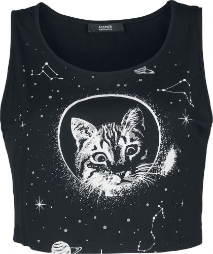 Banned Alternative Cropped top Space Kitty Dámský top černá