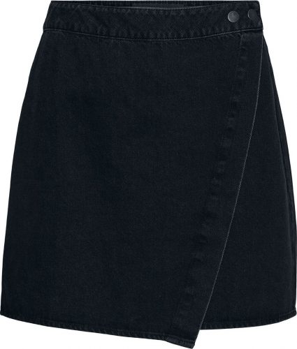 Noisy May Denimová zavinovací sukně April s vysokým pasem Sukně černá