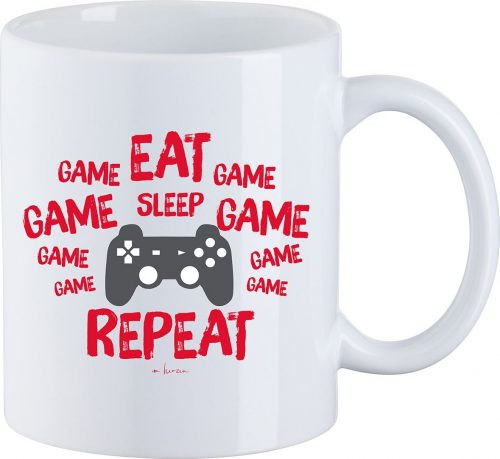 Eat Sleep Game Repeat Hrnek bílá