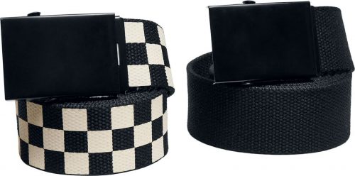 Urban Classics Check And Solid Canvas Belt 2-Pack Plátěné opasky cerná/špinave bílá