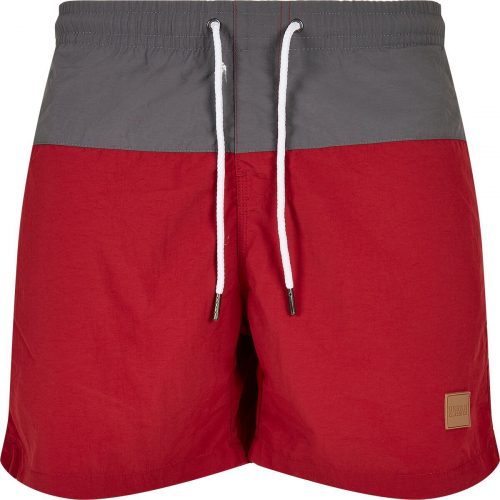 Urban Classics Block Swim Shorts Pánské plavky tmave šedá/cervená