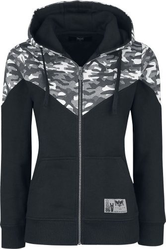 Black Premium by EMP Mikina na zip s kapucí a kamufláž potiskem Dámská mikina s kapucí na zip černá