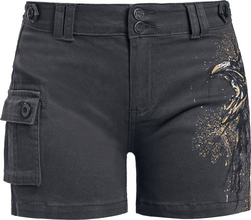 Black Premium by EMP Shorts mit Rabenprint Dámské šortky šedá