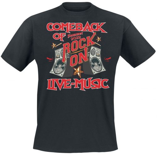 Sprüche Comeback Of Live Music - Rock On Tričko černá