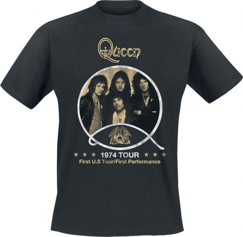 Queen 1974 Vintage Tour Tričko černá