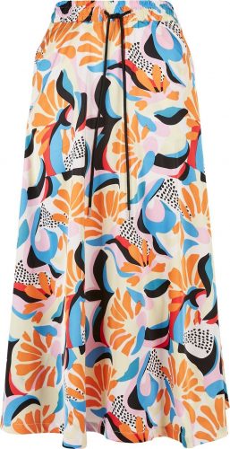 Urban Classics Ladies AOP Satin Midi Skirt Sukně vícebarevný