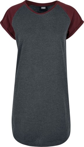 Urban Classics Ladies Contrast Raglan Tee Dress Šaty Bordeaux-šedá