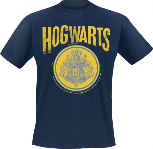 Harry Potter Hogwart's Crest Distressed Tričko námořnická modrá