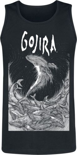 Gojira Woodblock Whales Tank top černá