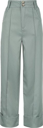 Voodoo Vixen Pinstripe Turn Up Trouser Dámské kalhoty zelená/bílá