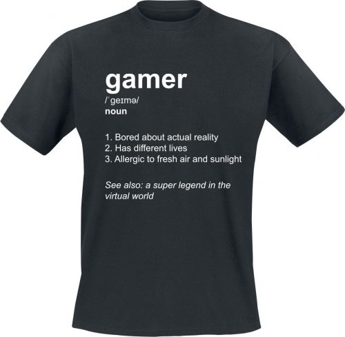 Sprüche Definition Gamer Tričko černá