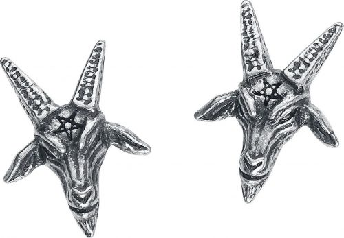 Alchemy Gothic Baphomet Studs sada náušnic stríbrná