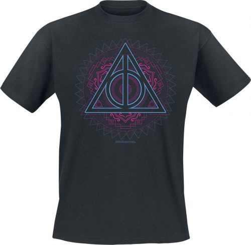 Harry Potter Neon Deathly Hallows Tričko černá