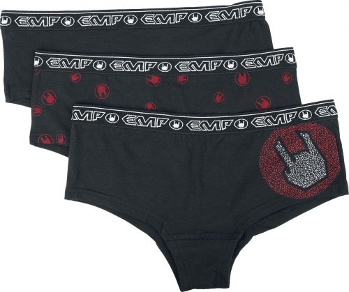 EMP Stage Collection Panty-Set mit Rockhand Prints Sada kalhotek černá