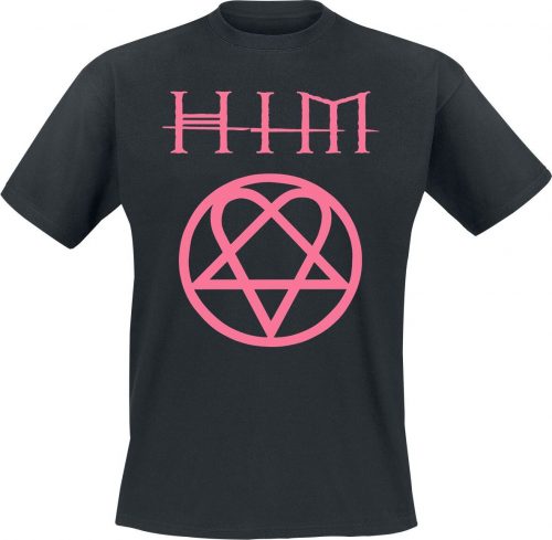 HIM Rose Pink Heartagram Tričko černá