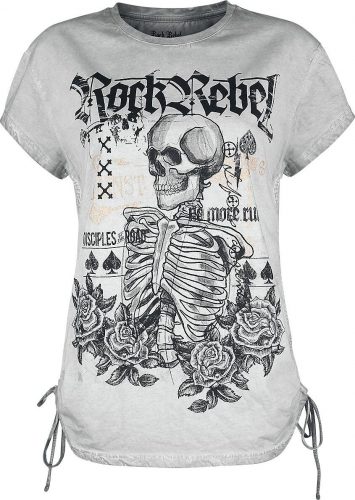 Rock Rebel by EMP T-Shirt mit auffälligem Skull Print und Schriftzügen Dámské tričko šedá