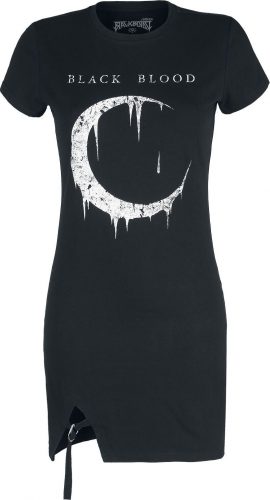 Black Blood by Gothicana Kurzes Kleid mit Mondprint und Schlitz Šaty černá