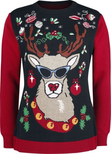 Ugly Christmas Sweater Reindeer With Sunglasses Pletený svetr vícebarevný