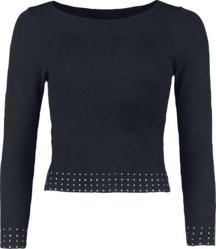 Black Premium by EMP Pullover mit flachen Nieten Dámnský svetr černá