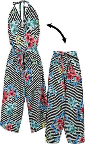 QED London Stripe Floral Multiway Tie Jumpsuit Souprava vícebarevný