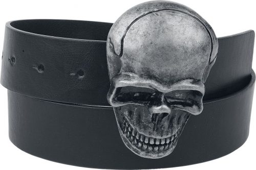 Rock Rebel by EMP Gürtel mit großer Totenkopf Schnalle Opasky černá