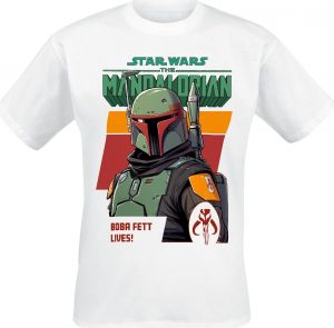 Star Wars The Mandalorian - Boba Fett Lives Tričko bílá