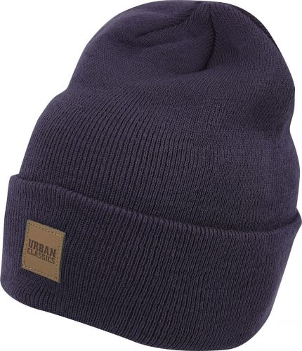 Urban Classics Leatherpatch Long Beanie Čepice švestková