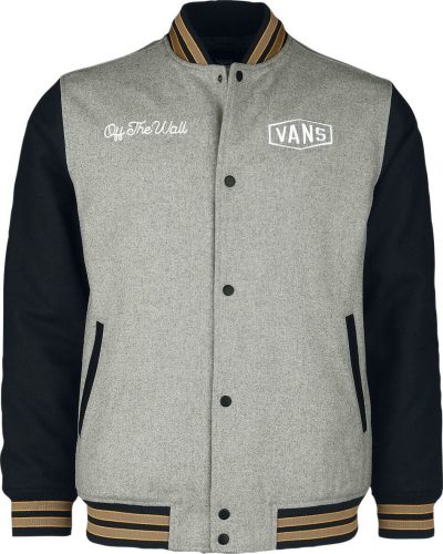 Vans CHECKERBOARD RESEARCH VARSITY JACKET College bunda šedá/cerná