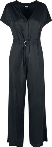 Urban Classics Ladies Satin Wide Leg Belt Jumpsuit Souprava černá