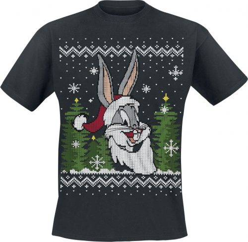 Looney Tunes Christmas Bugs Tričko černá