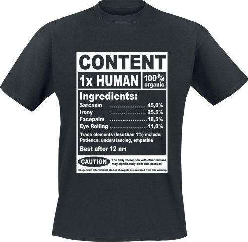 Sprüche Content 1x Human Tričko černá