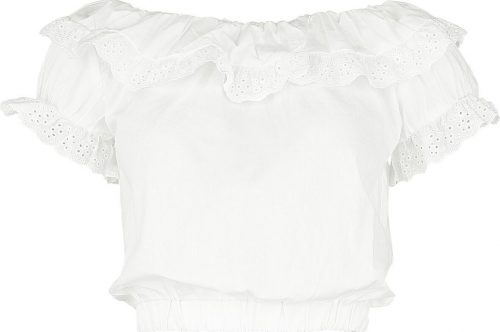 Voodoo Vixen Ruffle Neck Milkmaid Top Halenka bílá