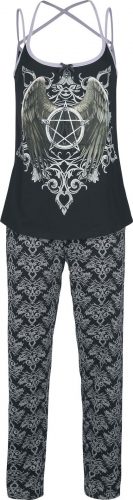 Gothicana by EMP Gothicana X Anne Stokes - Schwarzer Pyjama mit Print inklusive Tuch pyžama černá