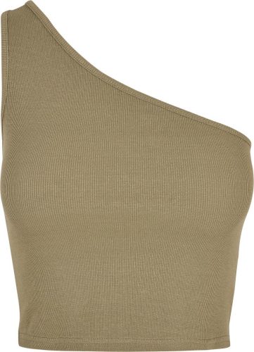 Urban Classics Ladies Cropped Asymmetric Top Dámský top s odhaleným ramenem khaki