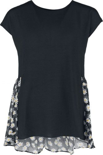 QED London Daisy Chiffon Hem Top Dámské tričko černá