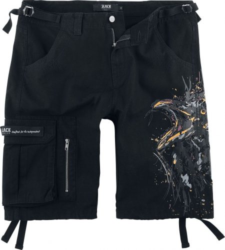 Black Premium by EMP Shorts mit Rabenprint Kraťasy černá