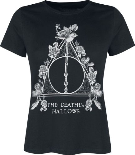 Harry Potter Deathly Hallows Flowers Dámské tričko černá