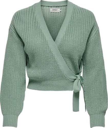 Only ONLBREDA WRAP L/S CARDIGAN KNT NOOS Dámský kardigan zelená