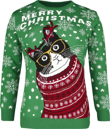 Ugly Christmas Sweater Merry Christmas Cat Pletený svetr vícebarevný