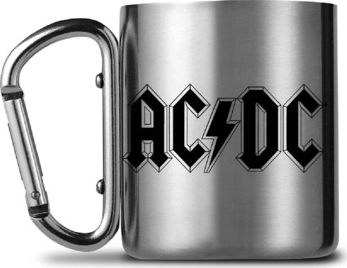 AC/DC Tasse mit Karabinerhaken Hrnek stríbrná