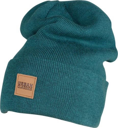 Urban Classics Leatherpatch Long Beanie Čepice petrolejová