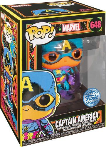 Captain America Vinylová figurka č. 648 Black Light - Captain America Sberatelská postava standard